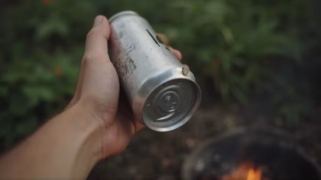 Une main tenant une lampe de poche dans un environnement naturel