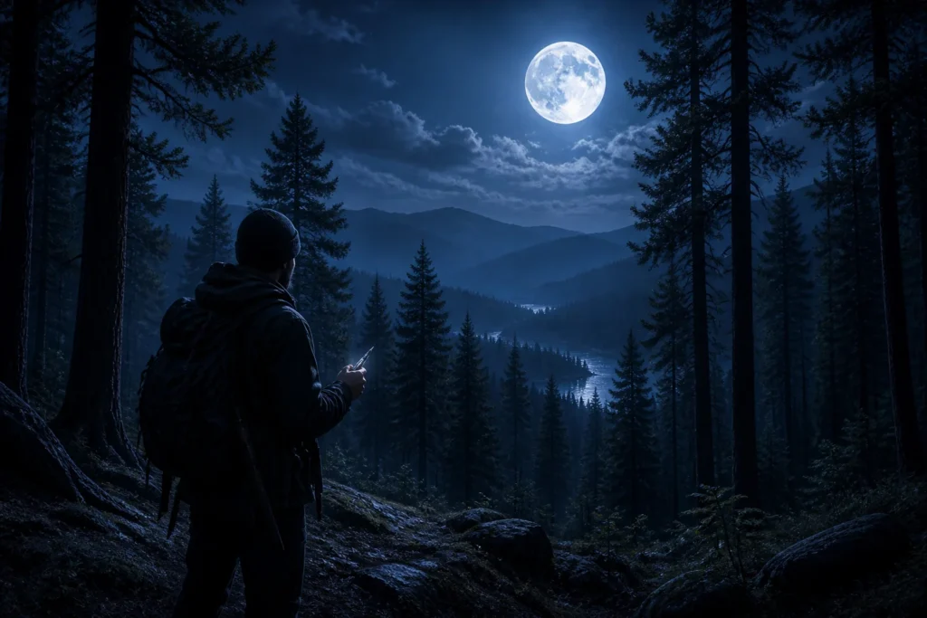 Foret lunaire et objet dargent